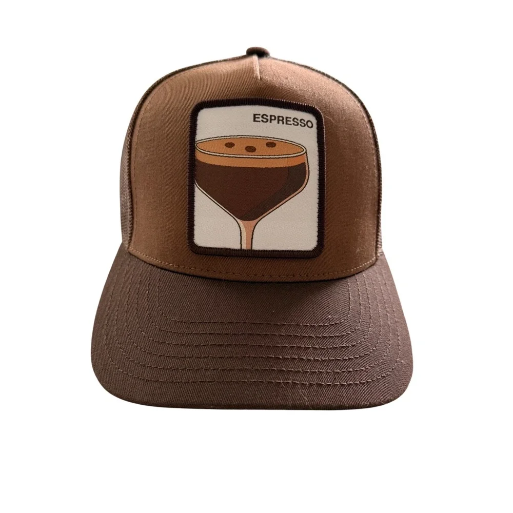Mad Engine Espresso‎ Martini Trucker Hat Brown Mesh Snapback Baseball Cap
